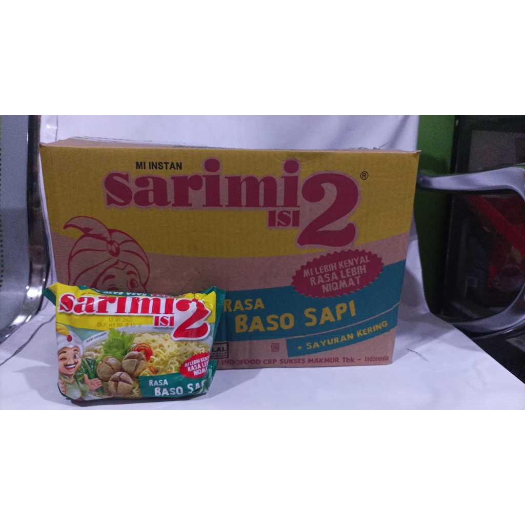 

h Mi Instan SARIMI isi 2 mie kuah rasa BASO SAPI ( 1 dus isi 24 pcs )