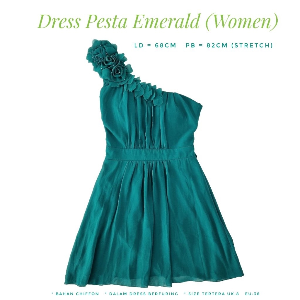 PRELOVED DRESS PESTA EMERALD/GAUN PESTA HIJAU EMERALD (WOMEN)