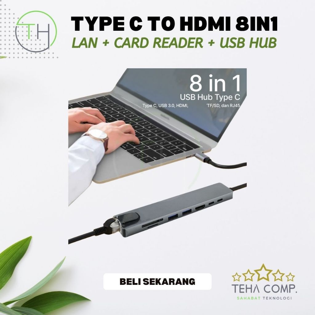 Converter USB C to VGA HDMI 4K Adaptor Tipe C ke HDMI Konverter VGA