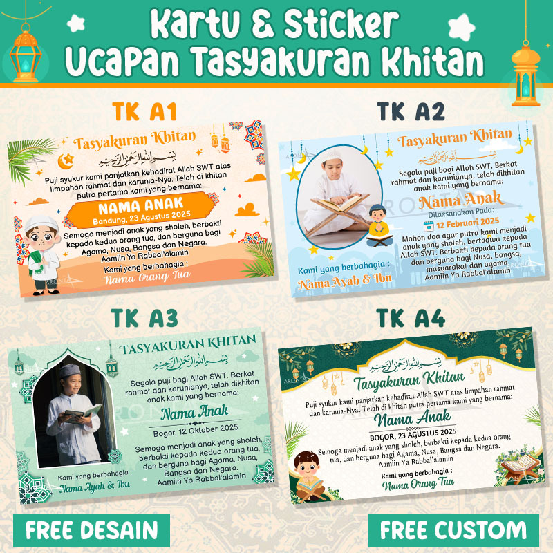

(PER PACK) Stiker & Kartu Tasyakuran Khitanan - Walimatul Khitan - Syukuran Khitanan - Khitan