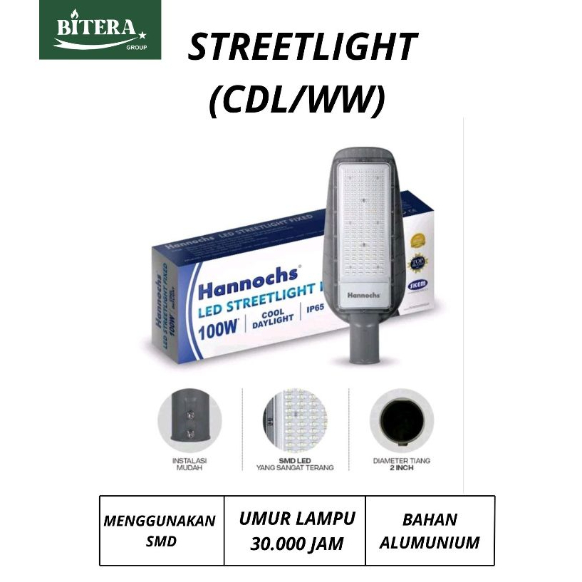 STREETLIGHT FIXED HANNOCHS CDL/WW 50W, 100W, 150W DAN 200W