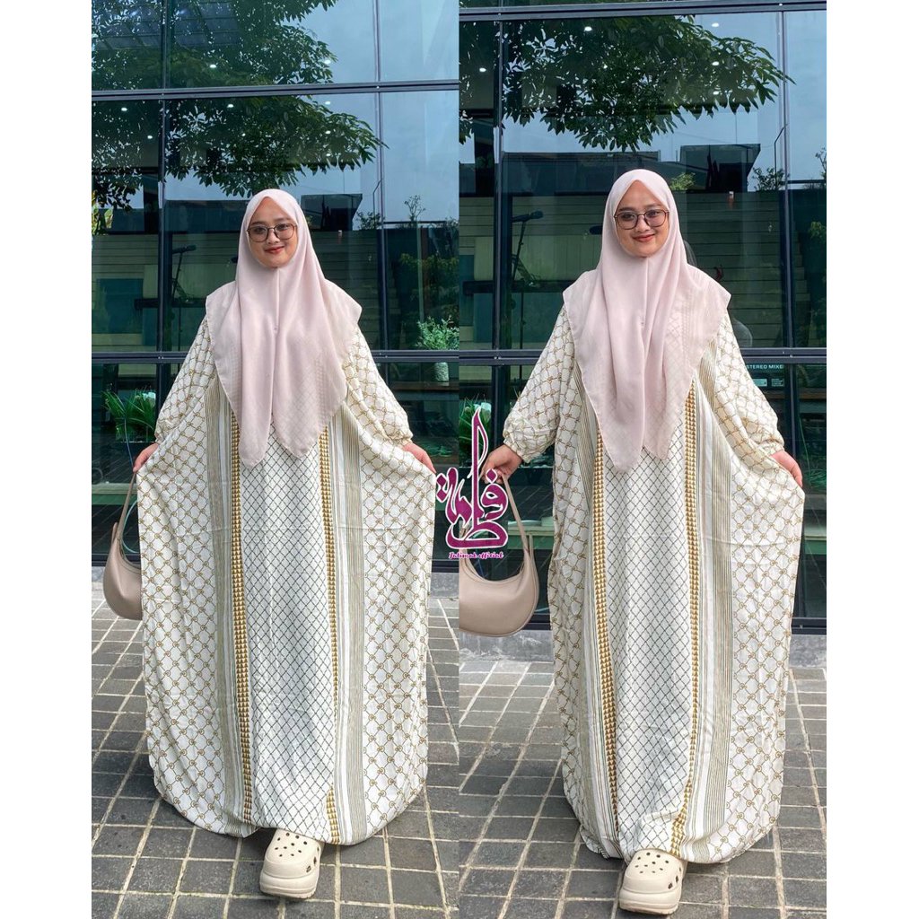 Gamis Kaftan Rayon Premium Motif Salur Putih Terbaru Daster Kaftan Salur