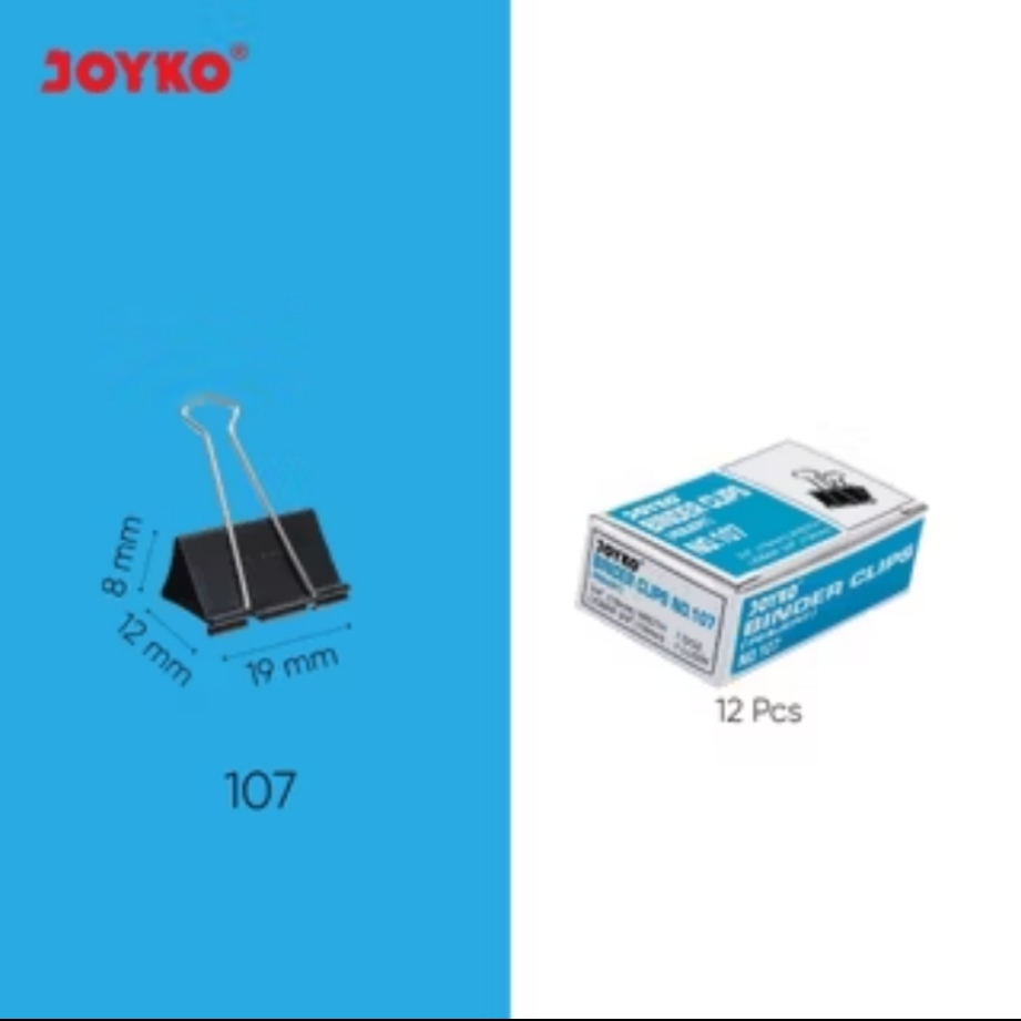 

Joyko Binder Clip 1 Box isi 12 Pcs Klip Penjepit Kertas Black No.107