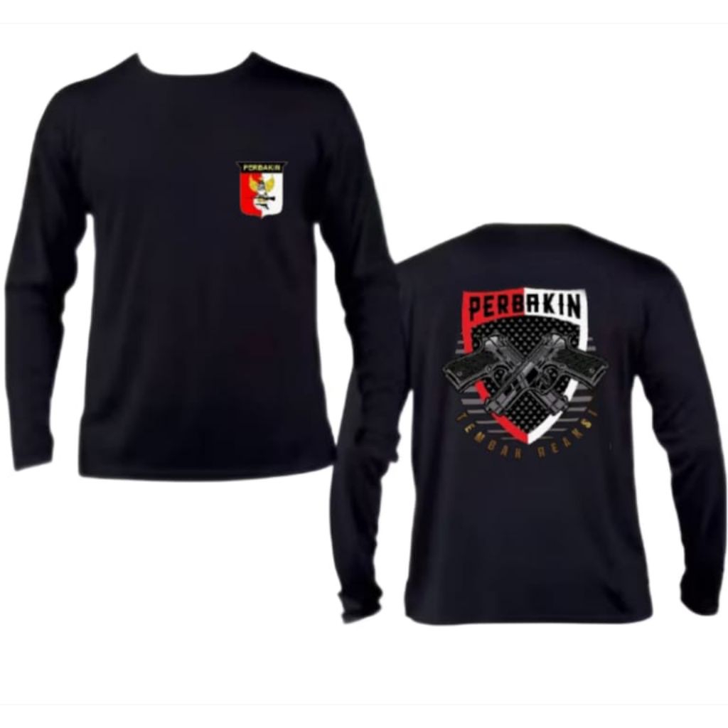 Kaos Distro Lengan Panjang PERBAKIN Desian Pistol Kaos Unisex Bahan Adem & Nyaman