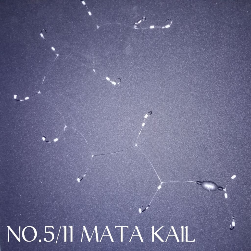 Rangkaian kail pancing cotton bud /CB.mujaer/nila NO.5/kecill/.11 MATA KAIL  dengan ukuran kail keci