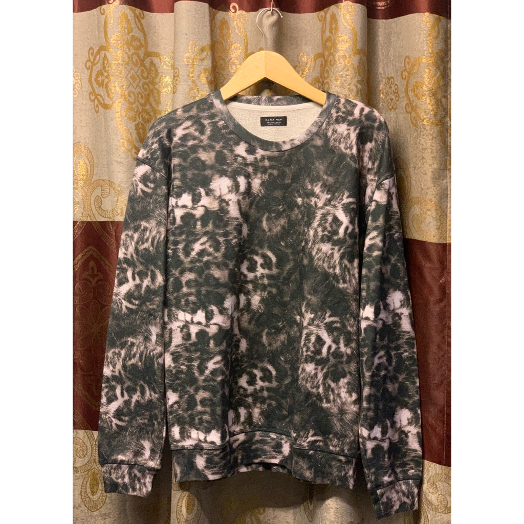 branded Zara Man fulltag - preloved baju crewneck / sweater atasan zara motif