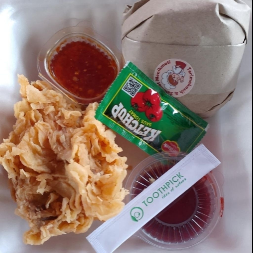 

ayam crispy lengkap sambal dan saos pagi smpai jam 12 siang sj