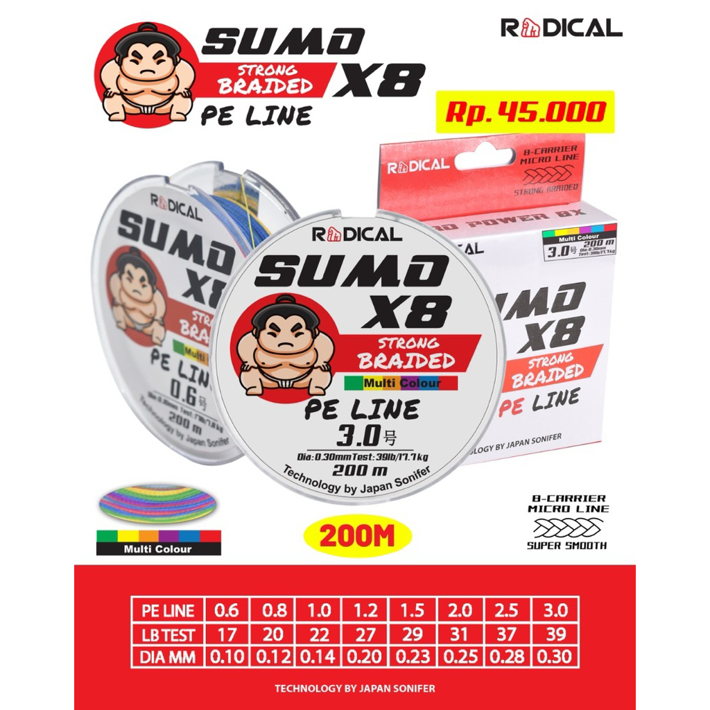 PE RADICAL SUMO X8 MULTICOLOUR 200M & 300M