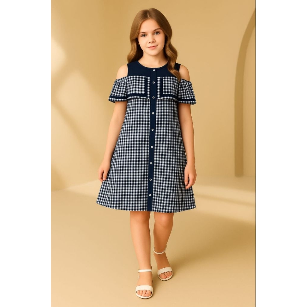 MINI DRESS KOTAK KOTAK KEKINIAN/ MINI DRESS SABRINA KOREA / GAUN REMAJA CANTIK