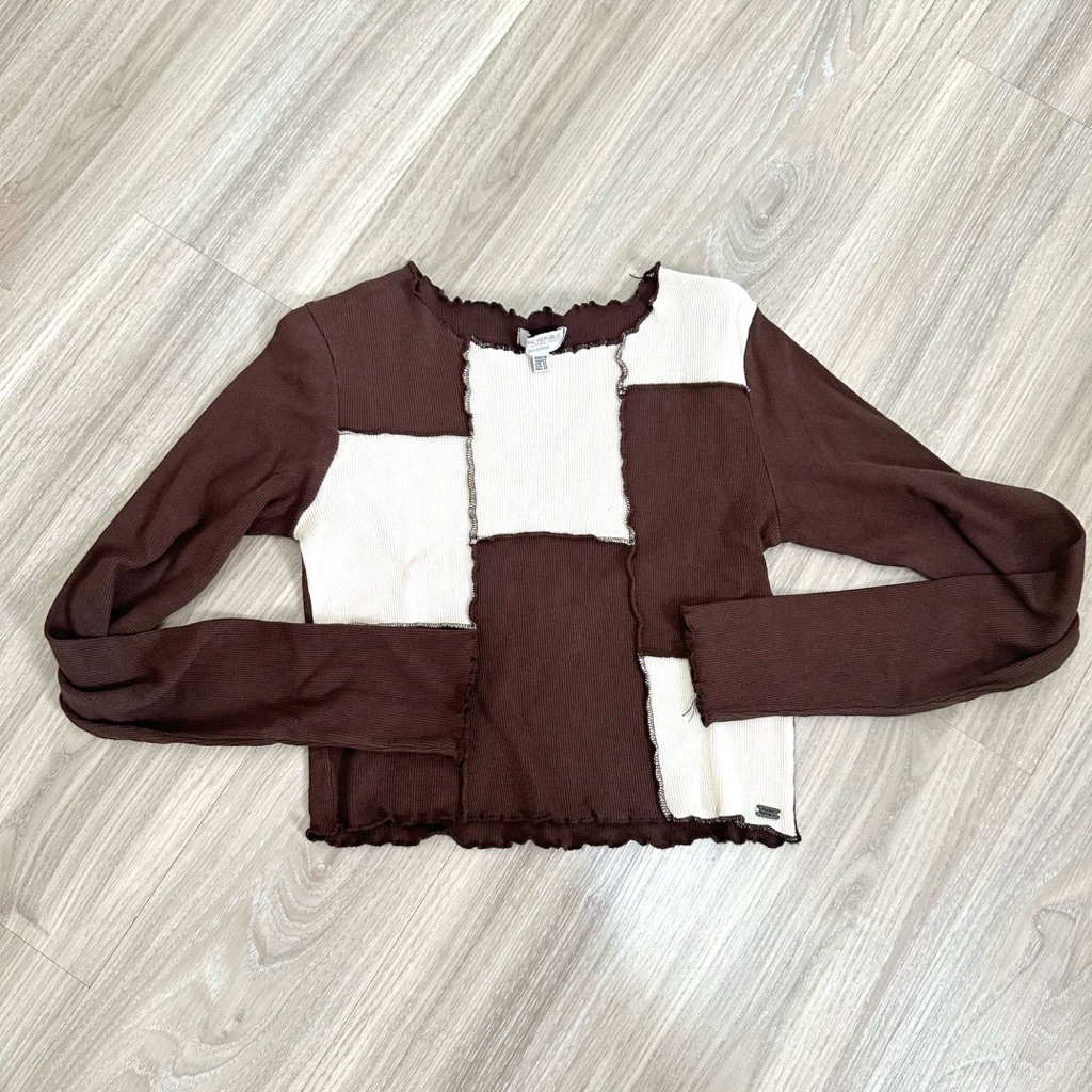 (preloved) Pull&bear brown patchwork knit top