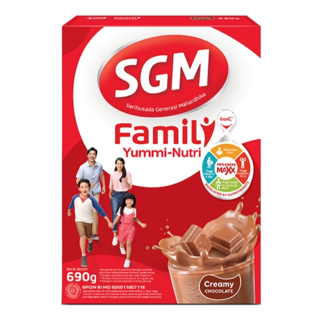 

SGM Family Yummi Nutri Susu Bubuk Keluarga Cokelat Creamy 690g