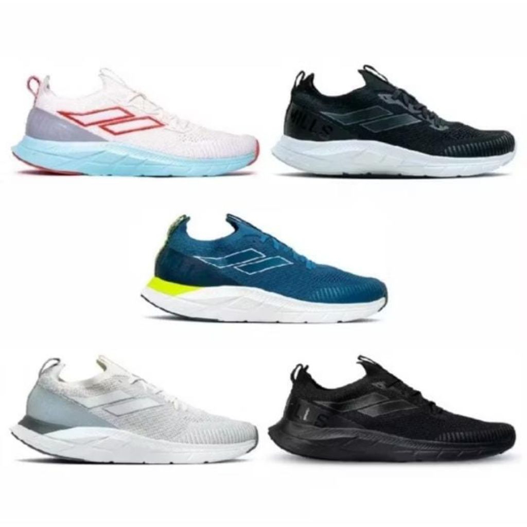 Mills –Treximo Enerlite- black white,white grey tosca- Sepatu lari /Running /Trail Run / Basket /BTS