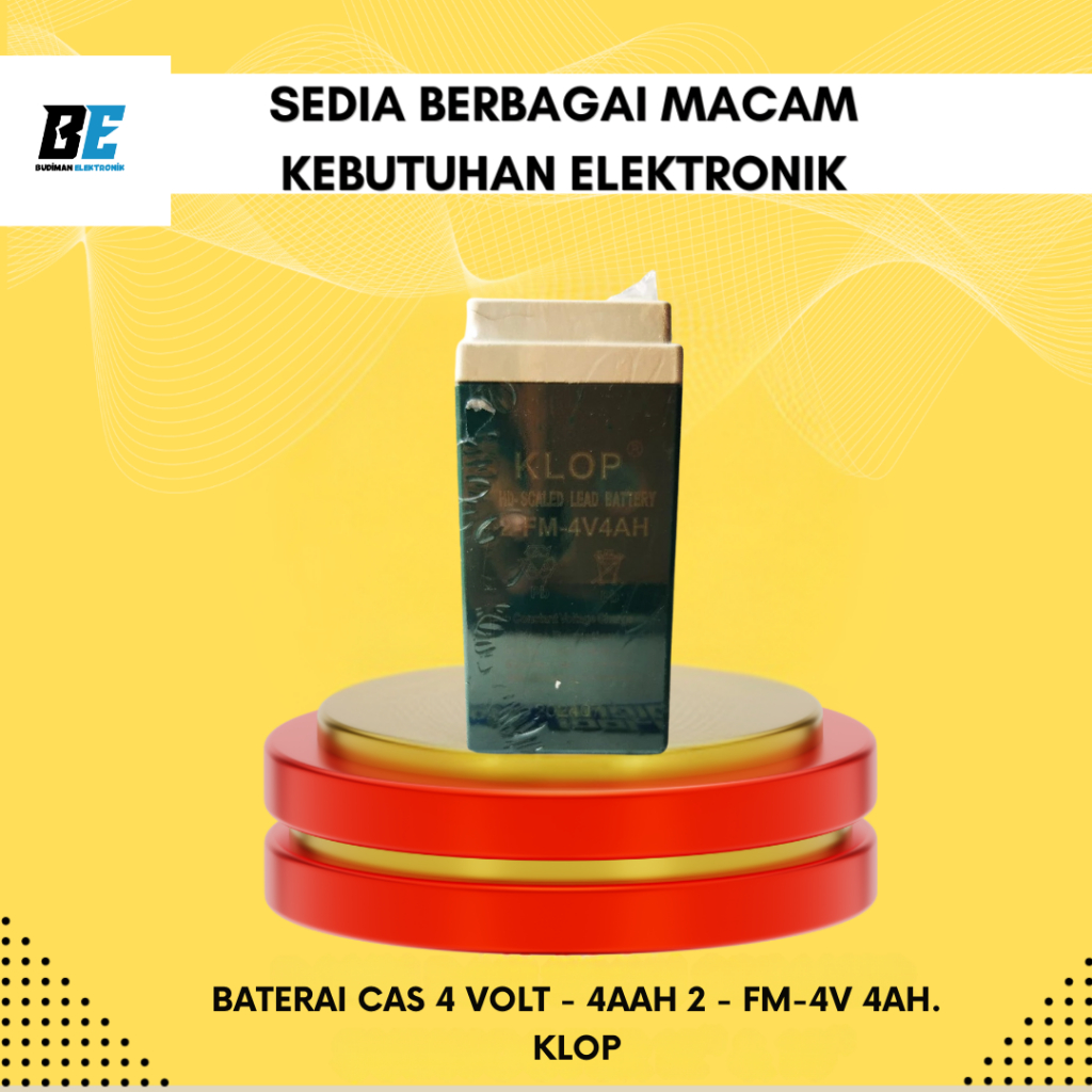 Baterai Cas 4 Volt - 4AAH 2 - FM-4V 4AH. Merek KLOP