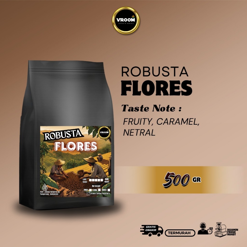

KOPI ROBUSTA FLORES MANGGARAI NATURAL- 500 gr Roasted Bean|Bubuk