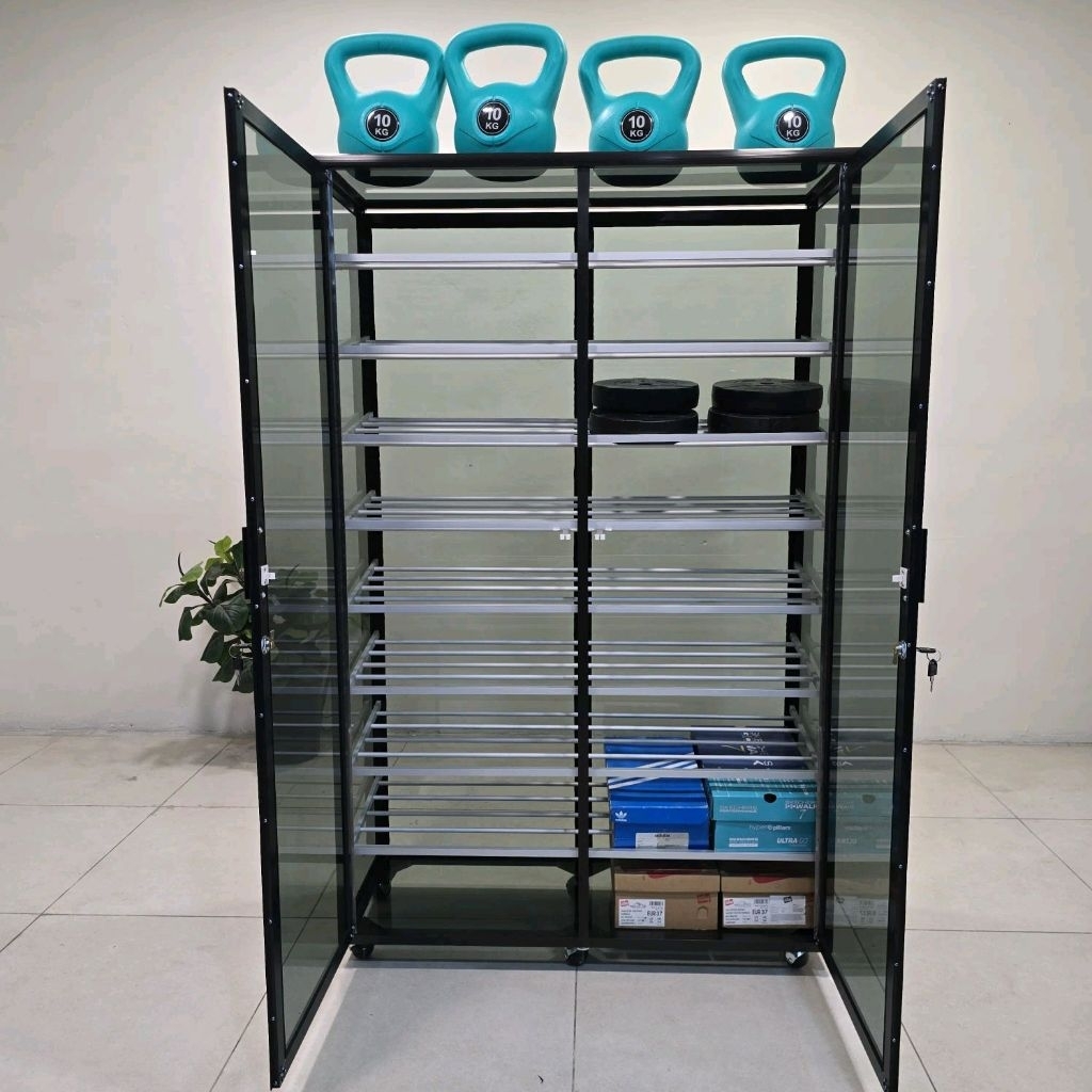 TC ALUMINIUM LS69 100X38X158 b 100X38X167 LEMARI RAK SEPATU 9 SUSUN MUAT 36 - 45 PASANG SEPATU ALUMI