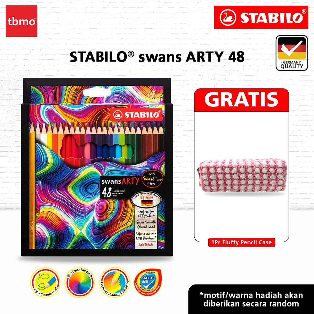 

TBMO STABILO ARTY COLOR PENCIL 48C / PENSIL WARNA ISI 48 FREE Fluffy Pencil Case