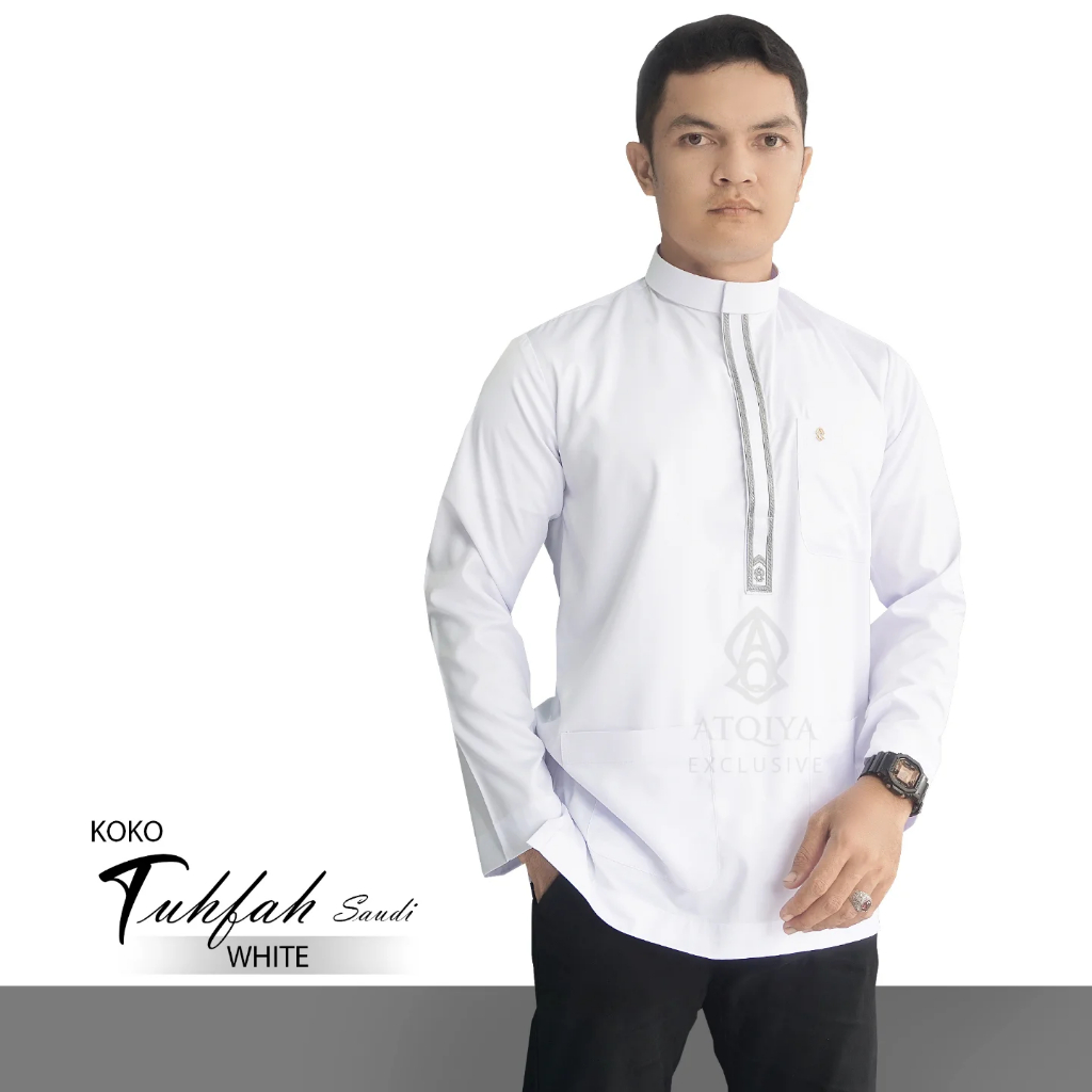 Baju Koko Pria Dewasa Saudi Premium Regular FIt Modern - Atqiya Motif Tuhfah