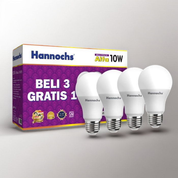 BELI 3 GRATIS 1 Lampu LED Hannochs Alfa 6Watt, 10Watt, 13Watt Multipack Murah Hemat