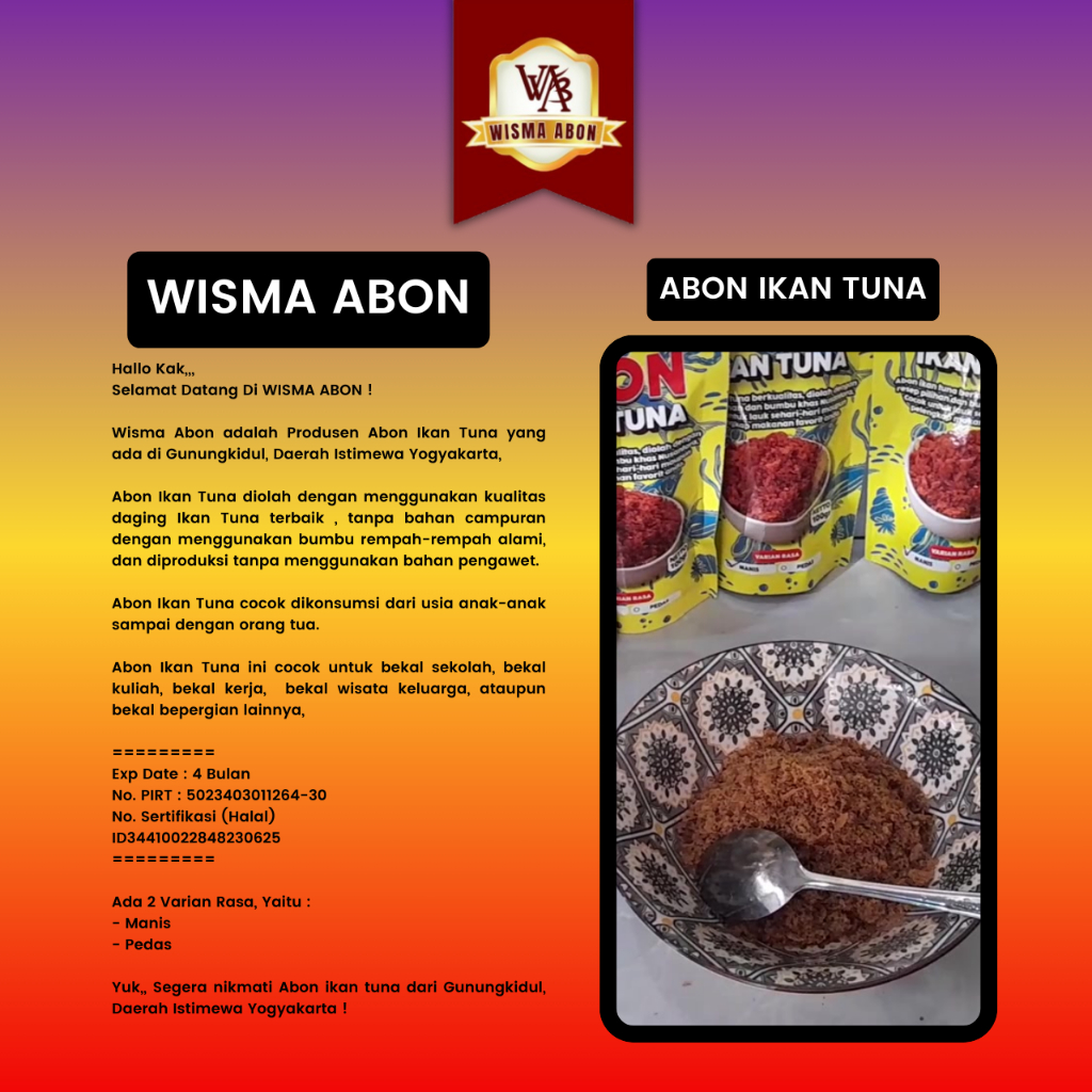 

Abon Ikan Tuna Premium Wisma Abon Yogyakarta Kemasan Pouch 100gr