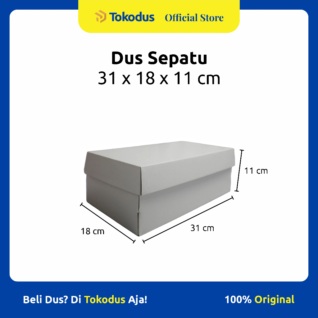 

Dus Sepatu | Kotak Sepatu | Kardus Box Sepatu Putih uk 31 x 18 x 11 cm - Tokodus Katapang