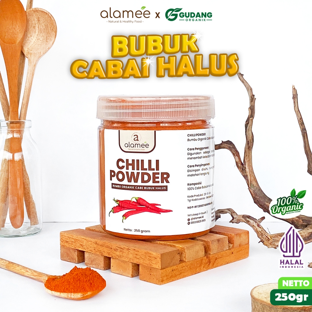 

alamee bumbu organik cabe bubuk kasar toples organik alami bumbu serbaguna aroma pedas cita rasa