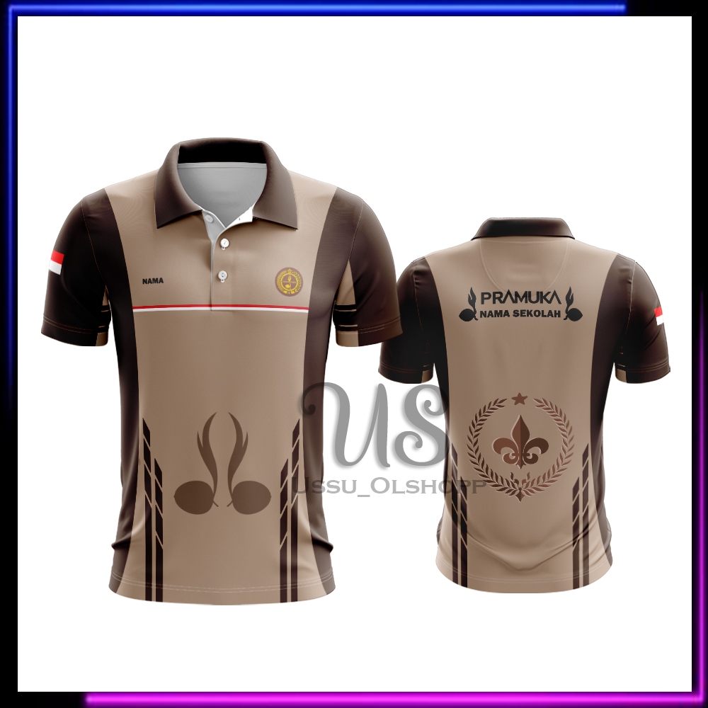 Baju Pramuka Pria Lengan Panjang Pendek | Kaos Baju Guru Pramuka Fullprint | Kaos Polo Pramuka Pria 