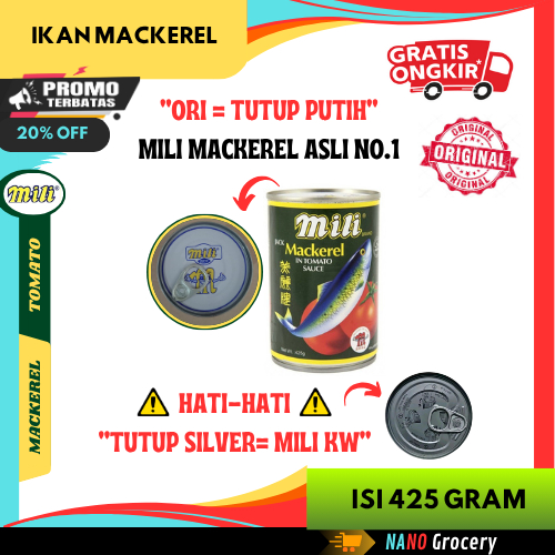 

Sarden Mili Mackerel Original 425 Gram | Ikan Sarden Kaleng "Tutup Putih