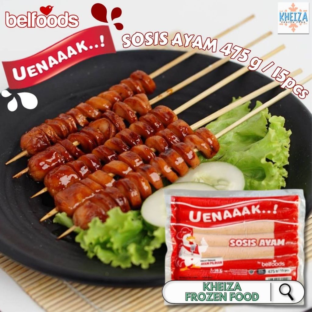 

BELFOODS Uenaaak Uenak Sosis Ayam - Chicken Sausage 475gr isi 15pcs - Kheiza Frozen