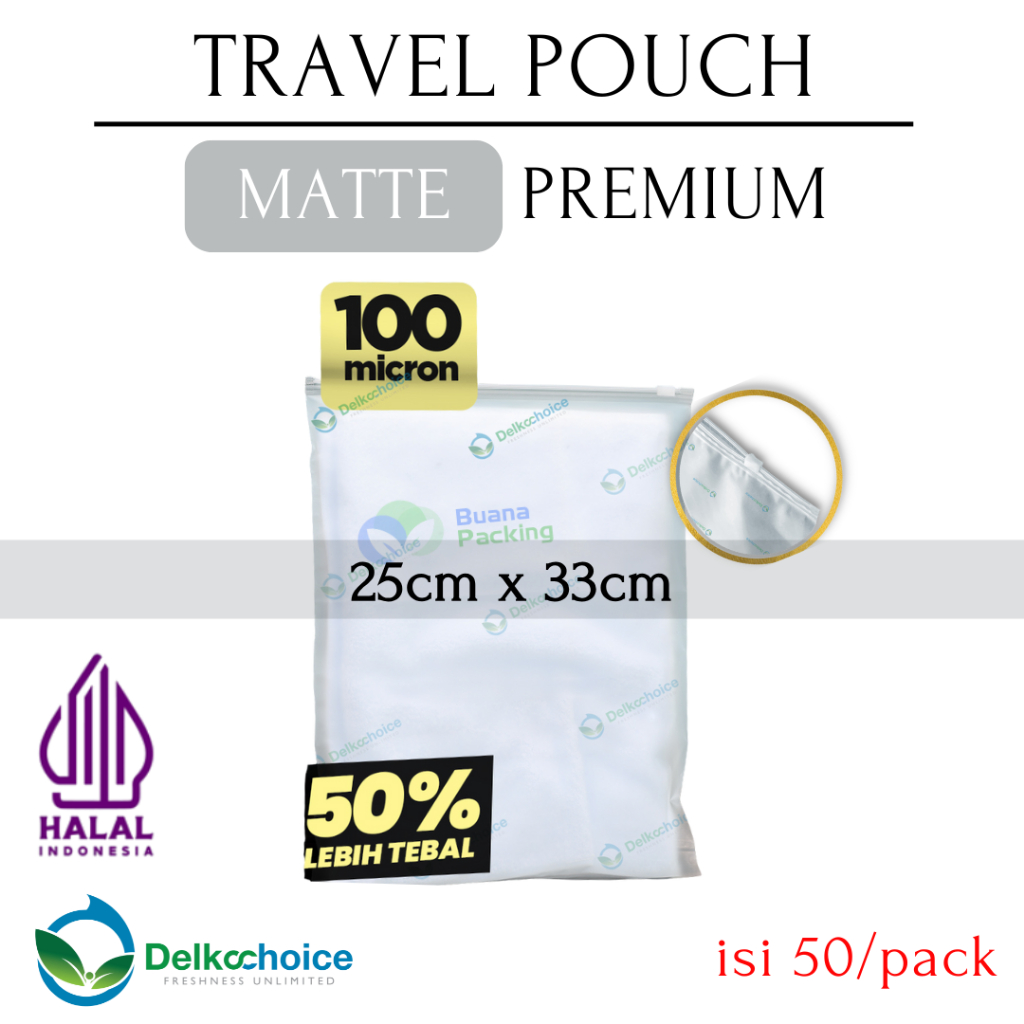 DELKOCHOICE TRAVEL POUCH MATTE PREMIUM 100mic 25x33