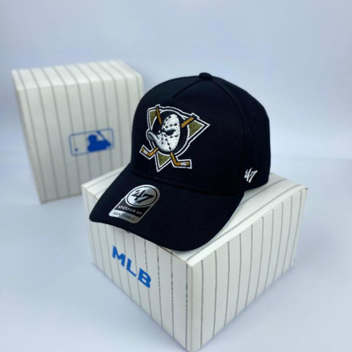 Topi Basseball MIGHTY DUCKS Bordir Timbul - 47 Brand Baseball Black White Premium Import - COD
