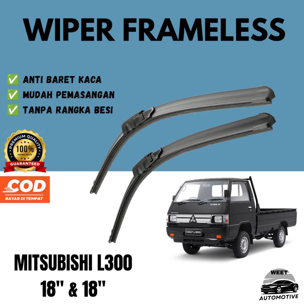 Wiper Frameless Full Karet Kaca Depan Mobil Mitsubishi L300