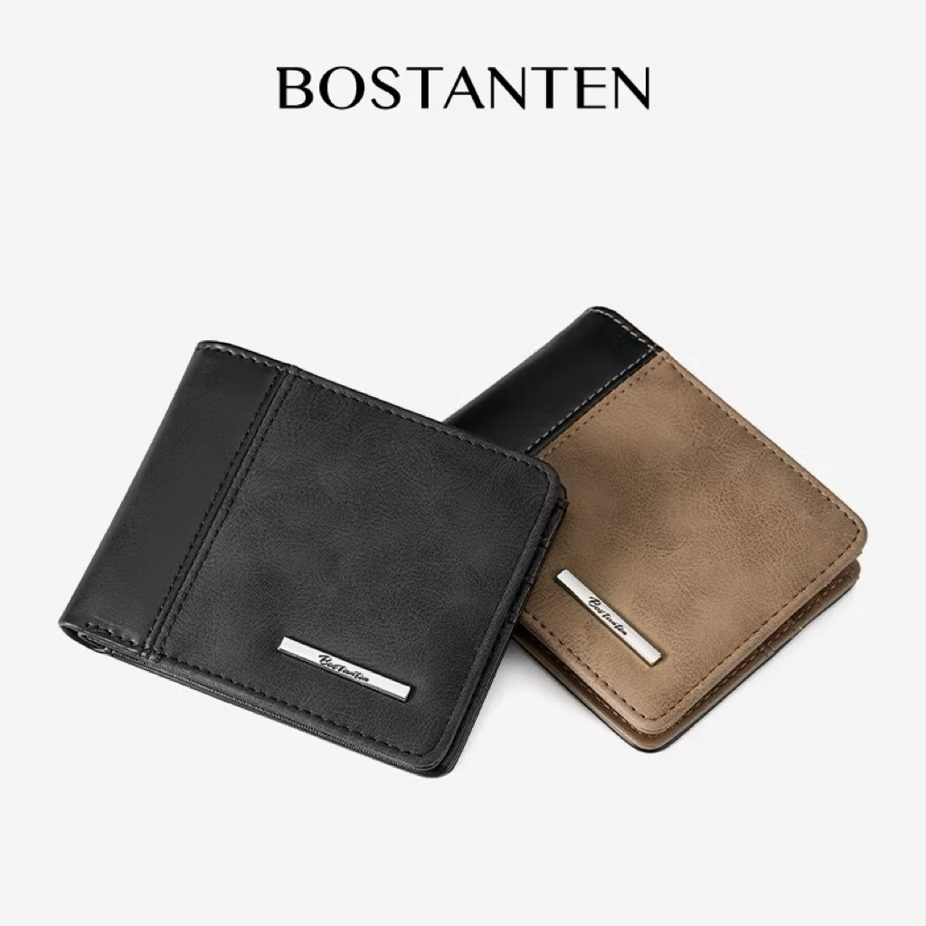 Bostanten Dompet Lipat Pria Kulit PU Dompet Cowok