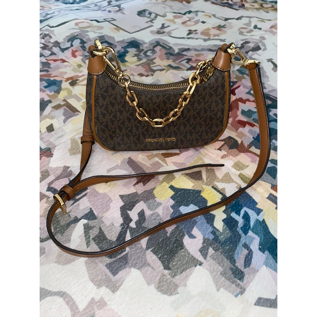 Preloved Tas MK Cora Mini Zip Pouchette Brown ORIGINAL