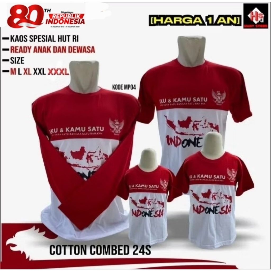 KAOS MERAH PUTIH PANJANG // PENDEK 17 AGUSTUSAN