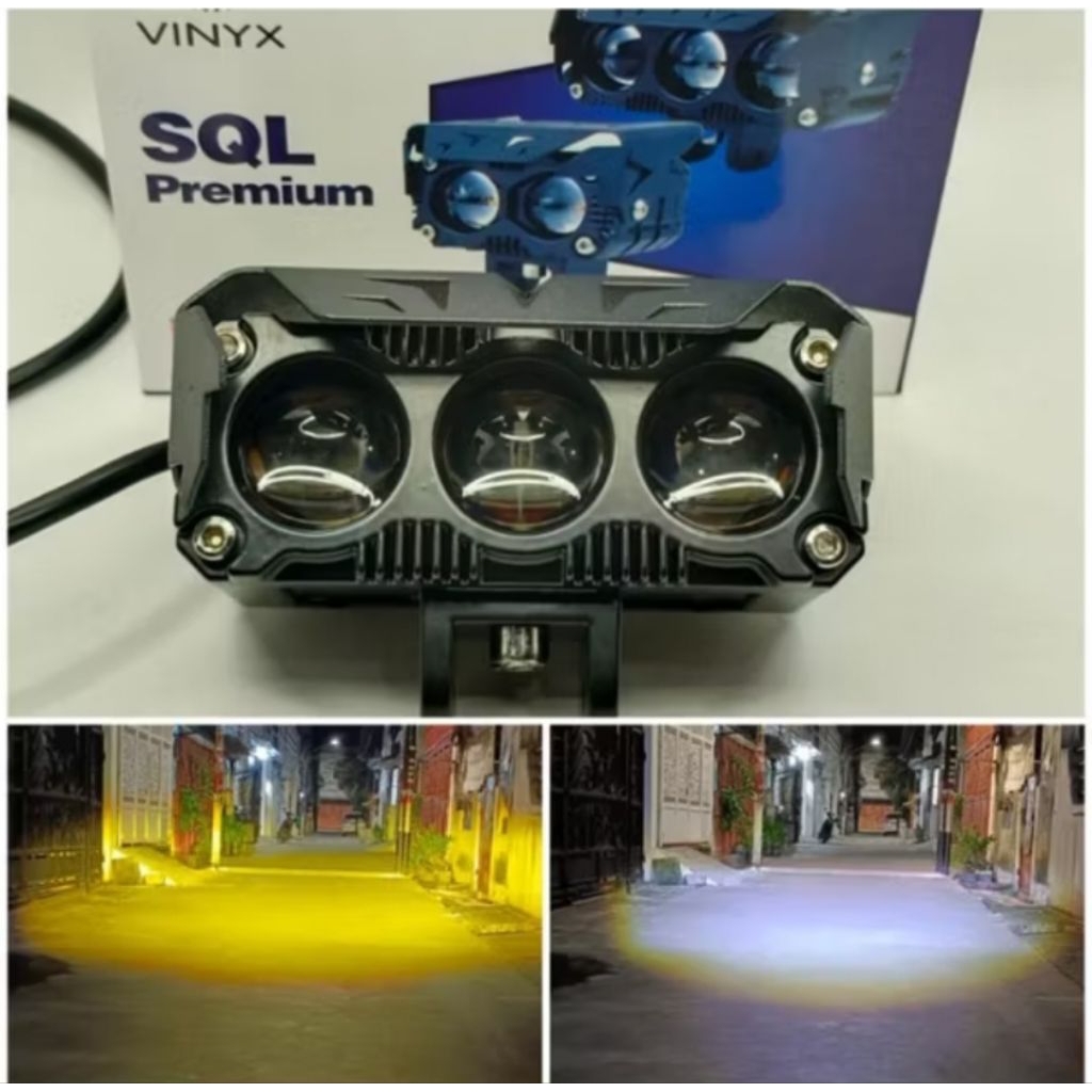Lampu Tembak Led Sorot Laser Gun SQL 3 Mata Premium Vinyx Motor Mobil