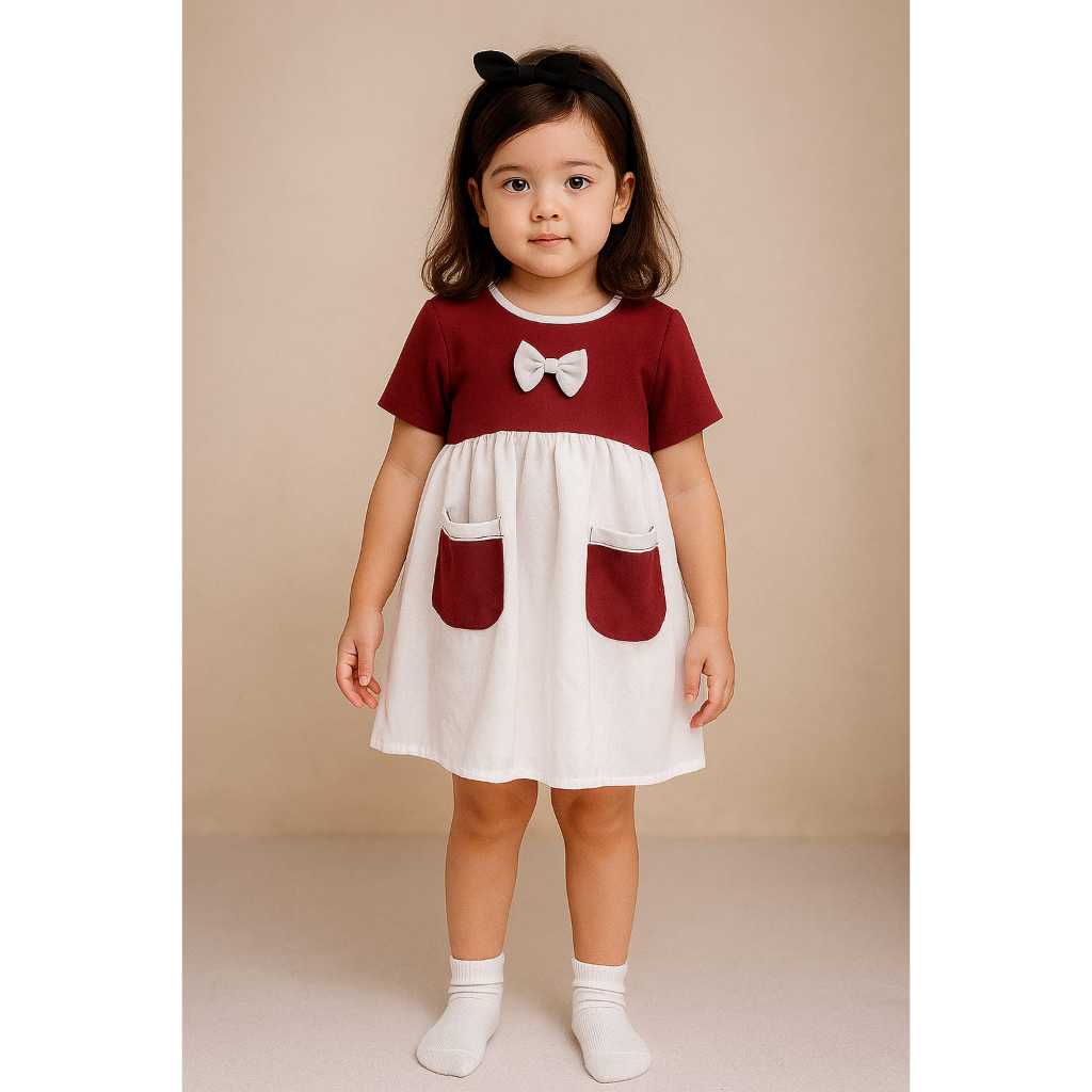 Dress  agustusan Anak Perempuan Lucu Model Korea merah putih -Gaun Casual Bayi Balita 1-5 Tahun