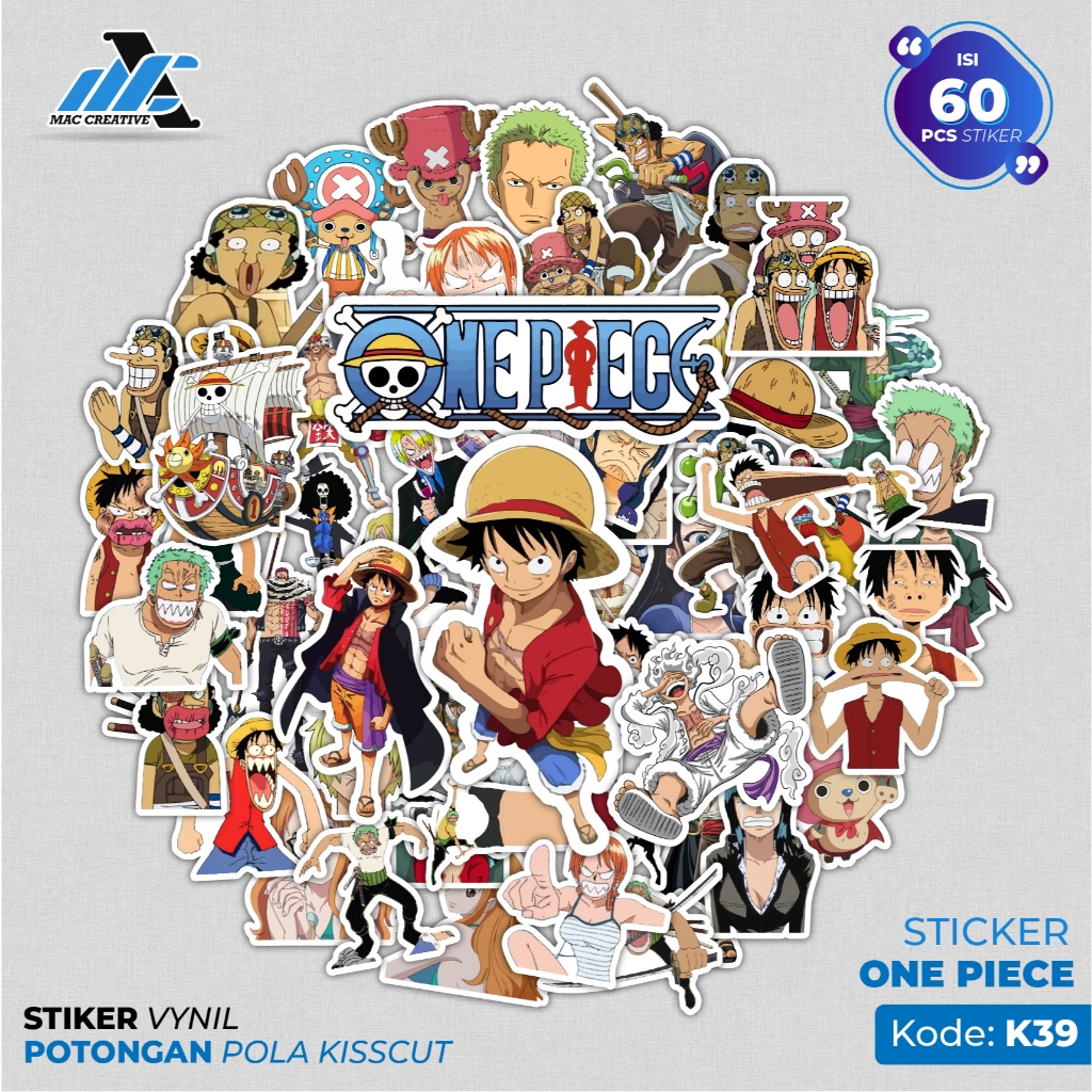 

TERMURAH 60 PCS STICKER ANIME ONE PIECE MONKEY D.LUFFY-STIKER ONE PIECE LUCU AESTHETIC ANTI AIR K16