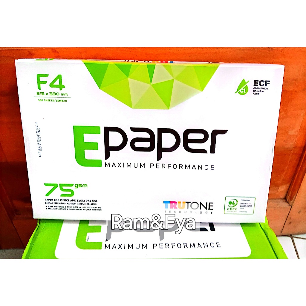 

(1 RIM) Kertas HVS E-Paper F4 75gsm Isi 500 Lembar / Kertas HVS F4