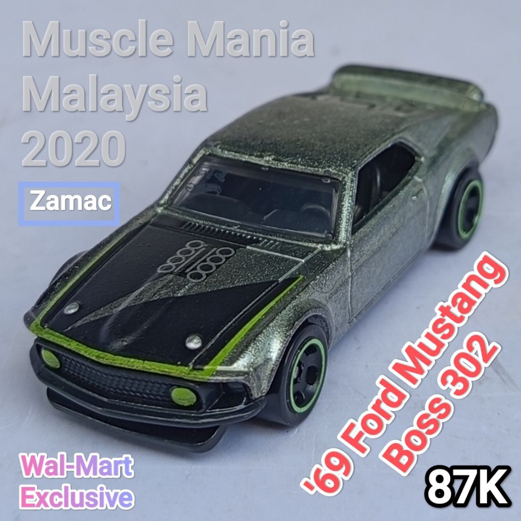Hot Wheels Muscle Mania 69 Ford Mustang Boss 302 ZAMAC Walmart Exclusive Loose