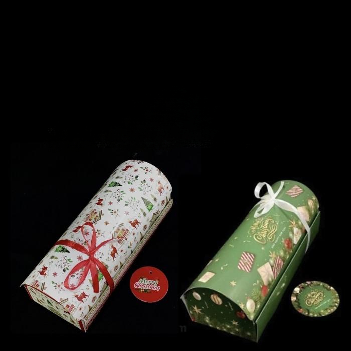 

dus bolu gulung tutup bulat box rollcake motif natal christmas ukuran 25x10x9cm