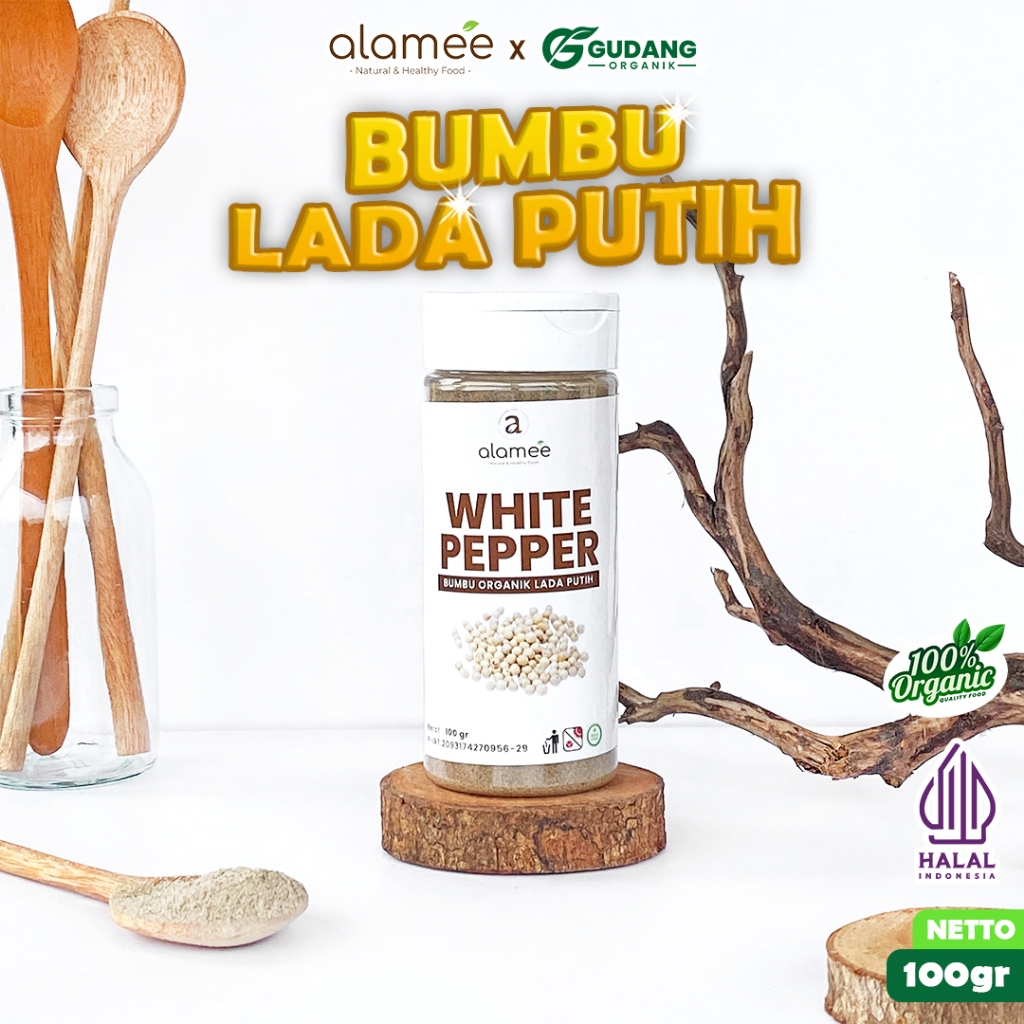 

alamee bumbu organik lada putih tabur memberikan rasa pedas dan aroma unik sebagai pilihan ideal