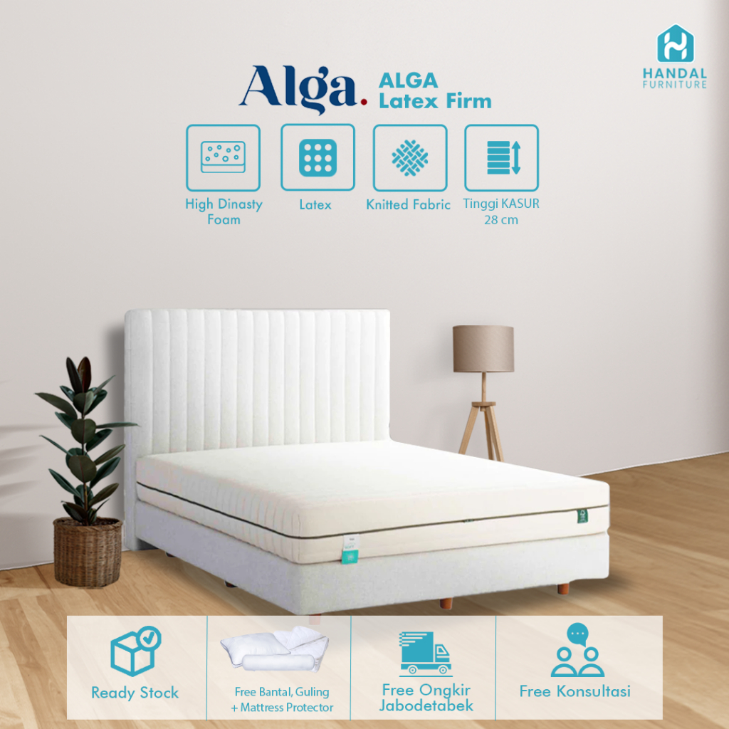 Kasur Full Latex Alga Latex 100x200, 120x200, 160x200, 180x200, 200x200, Anti Bakteri Firm Keras Teb