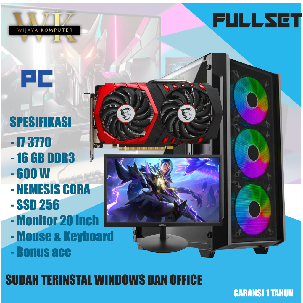 PC GAMING MID END LIVESTREAM  I7 3770 GTX 1050 TI RAM 16GB MURAH RECOMENDED
