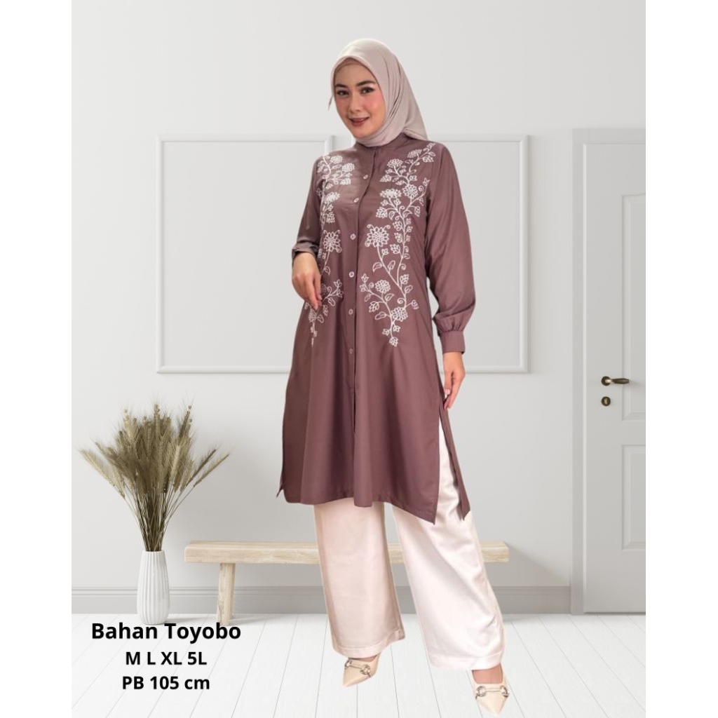 Tunik Kirana Bordir Katun Toyobo Fodu Pakaian Wanita Terbaru
