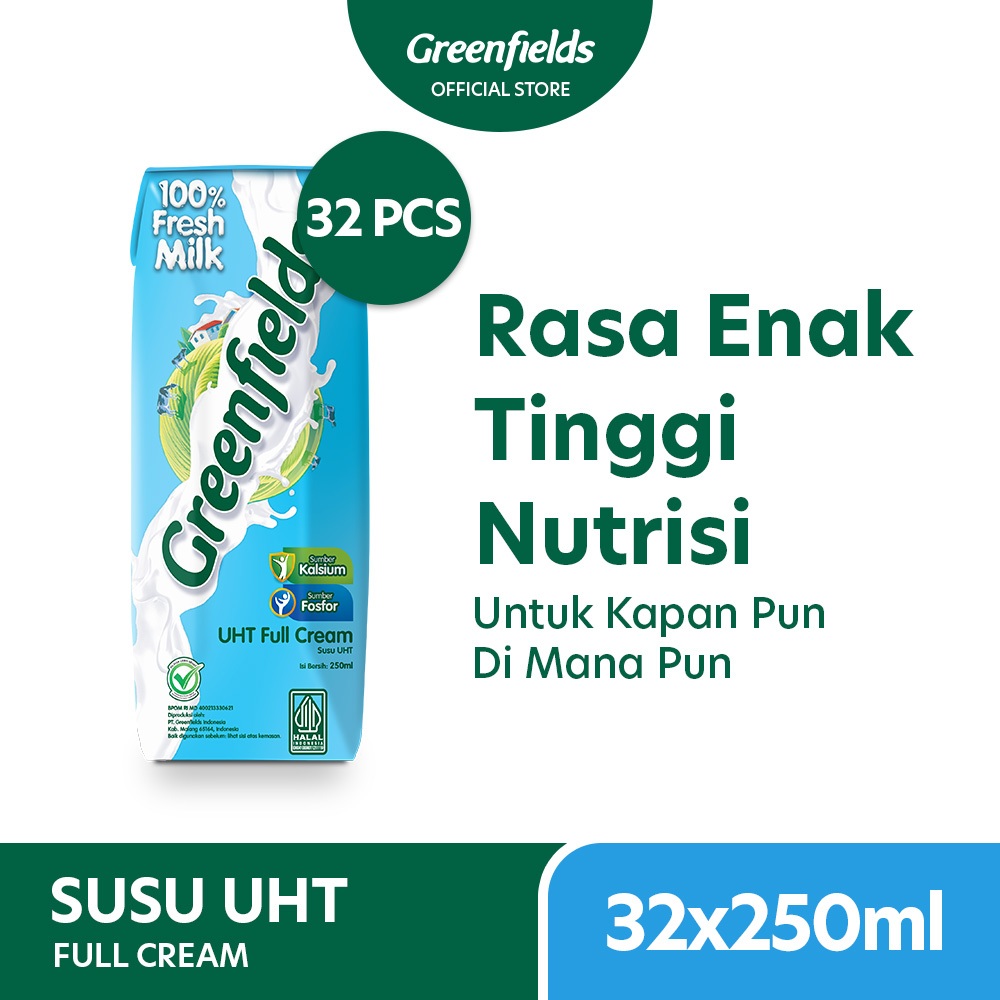 

wadistroalip [LEBIH HEMAT] Susu Greenfields UHT Full Cream 250ml x 1 Karton