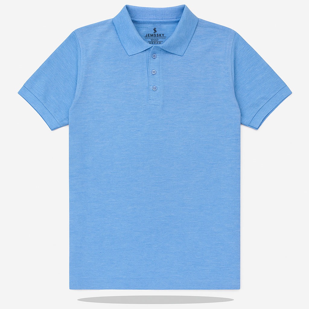 Jemssky - Kaos Polos Unisex Polo Shirt Baju Polo Kerah Biru Muda