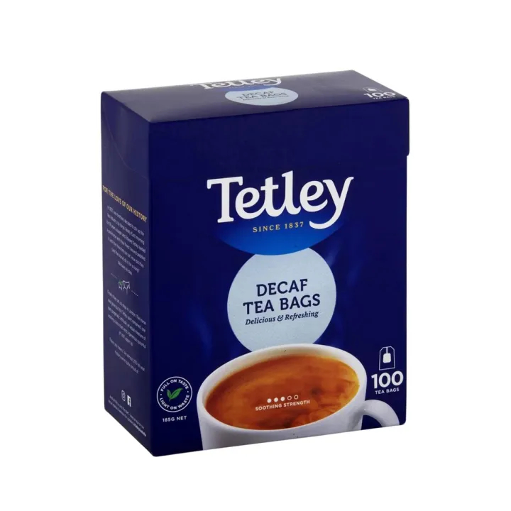 

Teh Tetley Decaf Tea Bags Delicious & Refreshing 100 Tea bags