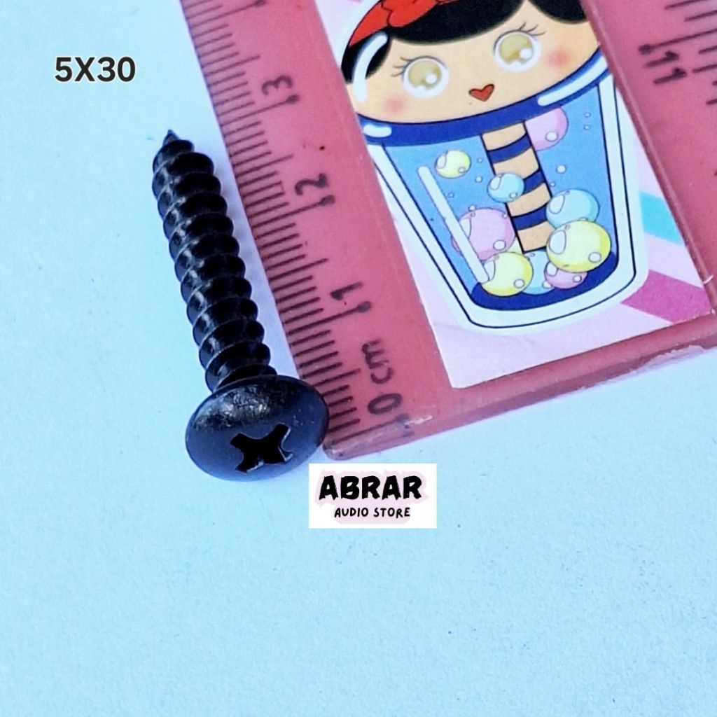 (100 Biji) Baut Tapping M5 Skrup Hitam Baut Speaker Payung Hitam