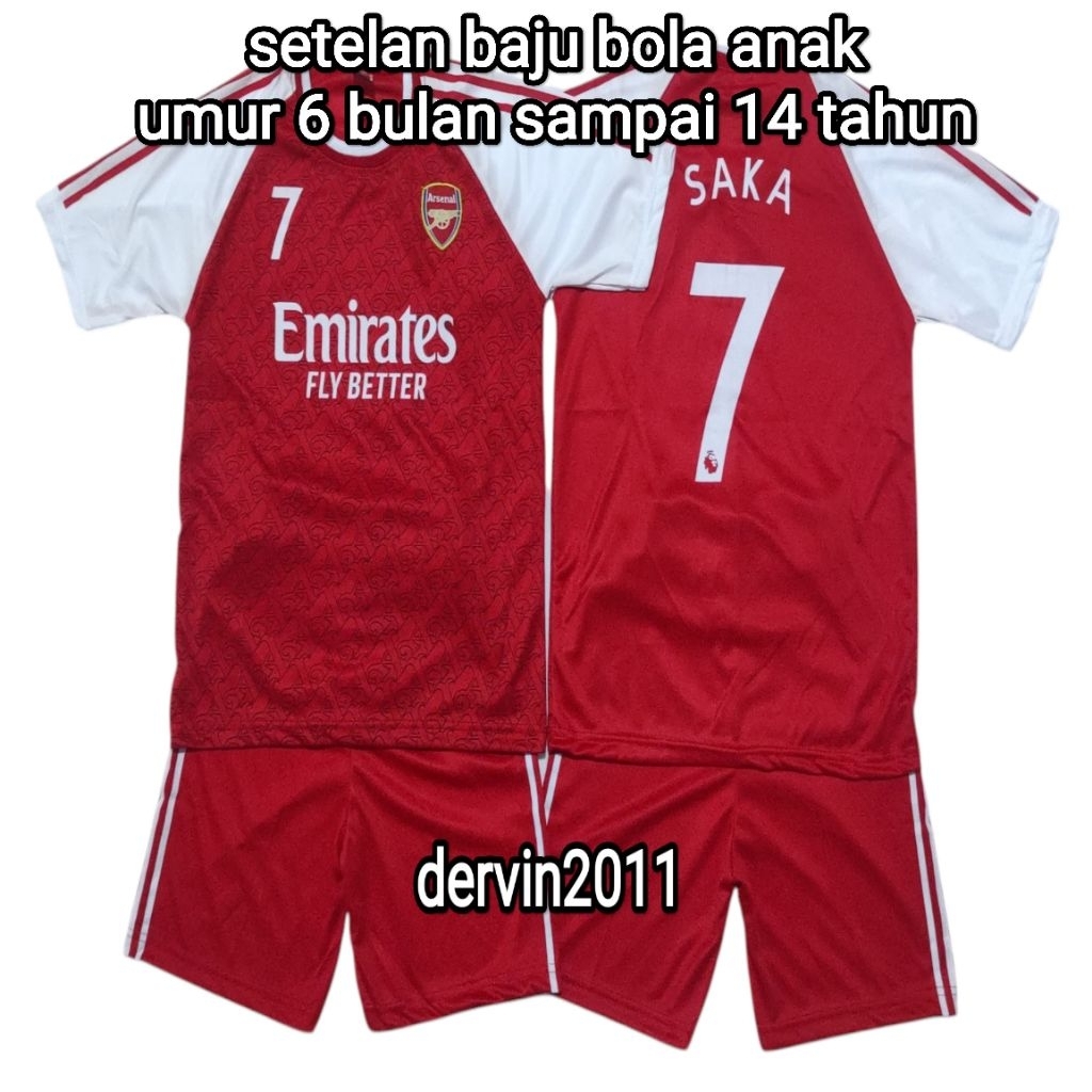 setelan baju bola anak umur 8 bulan sampai 14 tahun / setelan baju bola arsEnal merah terbaru
