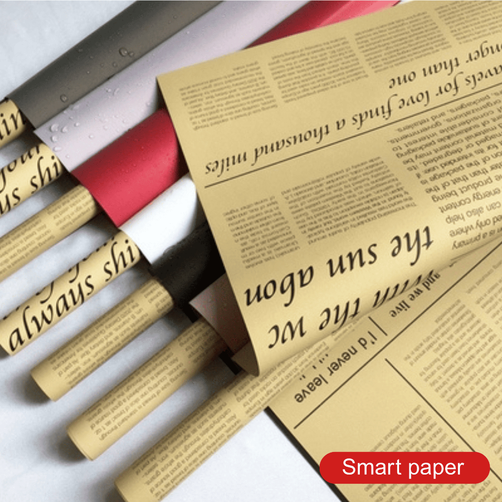 

Flower Wrapping Paper Bicolor Buff Newspaper Cellophane Kertas Buket Bunga Wisuda Anniversary Romantis Gift Dua Warna Motif Koran KB028